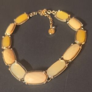 Baskin Brothers Yellow Tone Cabochon Necklace Bib